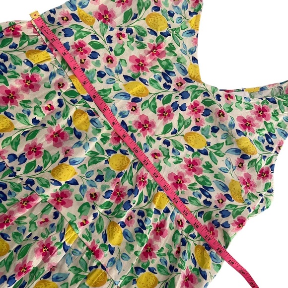 French Grey  Floral Print Sleeveless Summer Dress Empire Waist & Shoulder Ties M - Picture 11 of 15